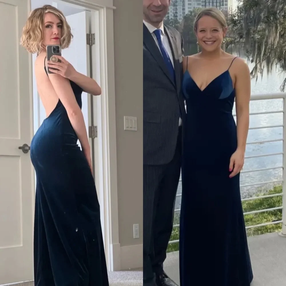 Katie May Ariel Velvet Gown Maxi Dress in Navy Blue Size XL - Picture 5 of 11